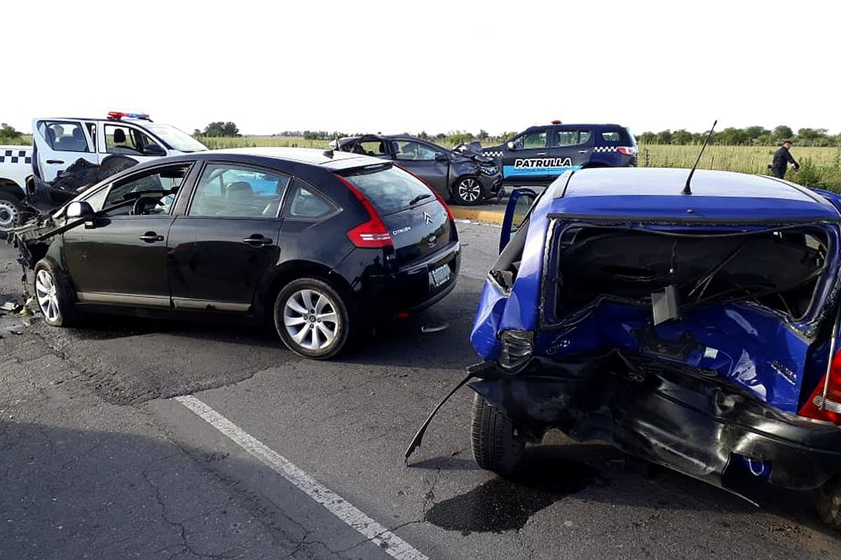 El choque múltiple ocurrió en el kilómetro 49 de la ruta 210, en San Vicente