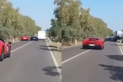 El choque se produjo cuando el Lamborghini quiso pasar por el carril de la izquierda y se topó con la Ferrari