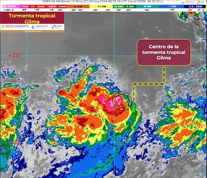 El ciclón tropical Gilma se mueve en sentido noroeste sobre las aguas del océano Pacífico