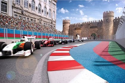 El circuito y un castillo de fondo