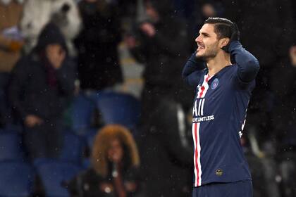 El clásico festejo de Icardi, en una temporada en la que se mantiene efectivo y tiene minutos, aunque mayormente como suplente.