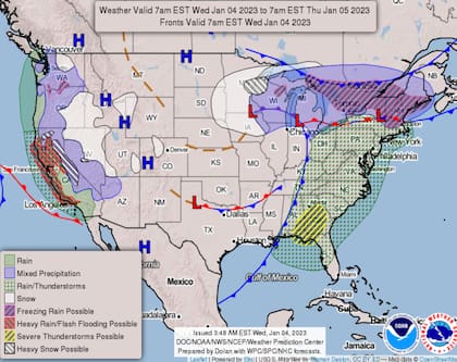El clima en Estados Unidos de este 4 de enero