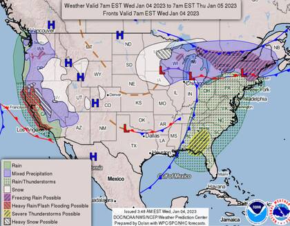El clima en Estados Unidos para este jueves 5 de enero de 2022