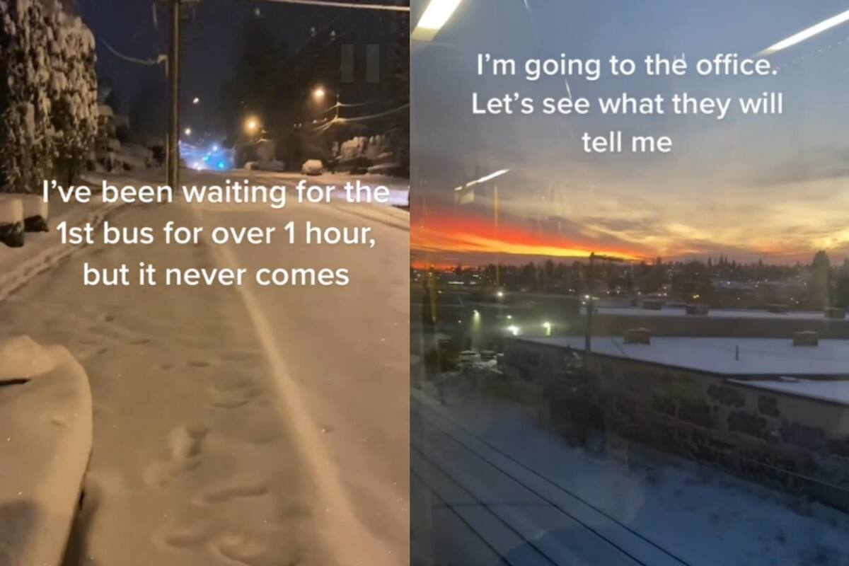 El clima extremo encontró a una mujer en una situación complicada en el trabajo