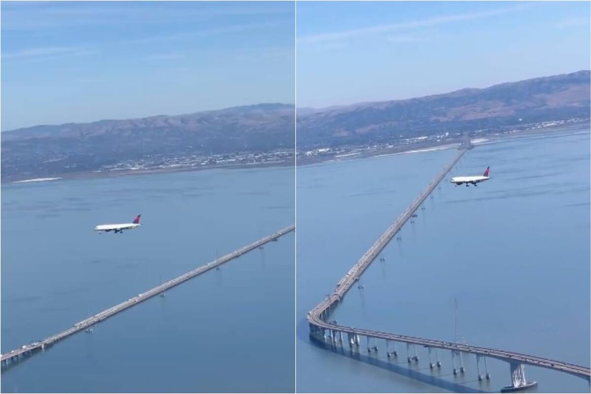 El clip fue capatado sobre el puente San Mateo-Hayward y la Bahía de San Francisco