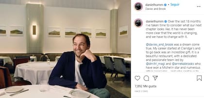 El cocinero es uno de los nombres más destacados dentro de la gastronomía de primer nivel. Fuente: Instagram