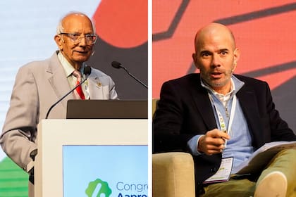 El coganador del Nobel de la Paz, Rattan Lal, y Juan Farinati, presidente y CEO Cono Sur de Bayer