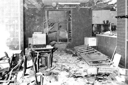 El comedor de la Policía Federal tras el ataque de Montoneros