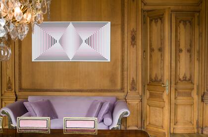 El comedor quedó tal cual, con un twist en los tapizados. Obra de Natalia Cacchiarelli sobre el sillón.