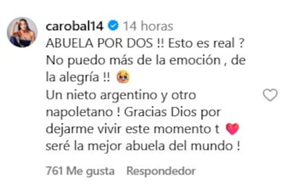 El comentario de Carolina Baldini
