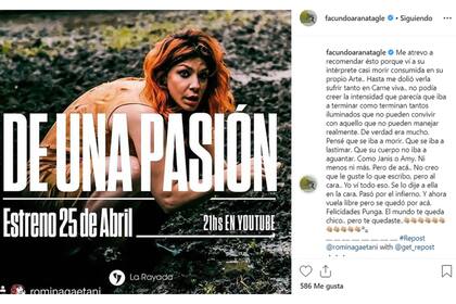 El comentario de Facundo Arana (Captura Instagram)