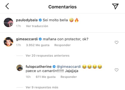 El comentario de Gime Accardi en la foto de Dybala