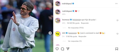 El comentario de Messi en la publicación de De Paul en Instagram