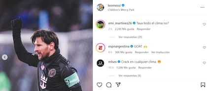 El comentario del Dibu Martínez en el posteo de Lionel Messi tras el triunfo del Inter Miami