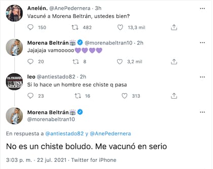 El comentario que hizo reaccionar a Morena Beltrán