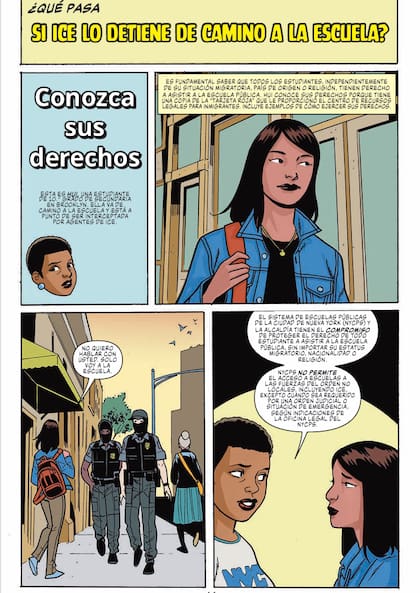 El cómic detalla qué se puede hacer en caso que un agente del ICE toque la puerta de un inmueble