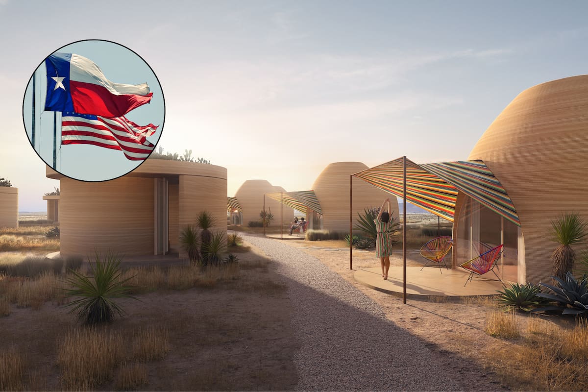 El complejo El Cosmico en Marfa, Texas, comenzó la construcción de un hotel, viviendas de lujo y otros hogares asequibles, todos hechos con impresión 3D