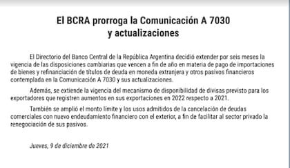El comunicado oficial