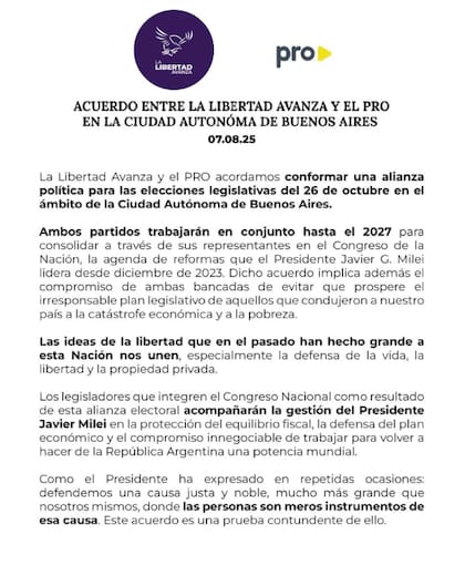El comunicado al que reaccionó María Eugenia Vidal (X: @ProCiudadBsAs)