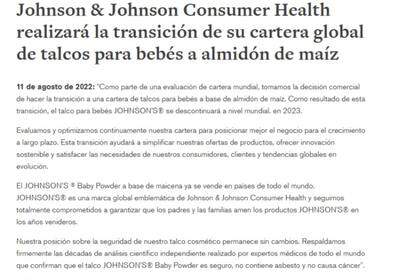 El comunicado completo de Johnson & Johnson