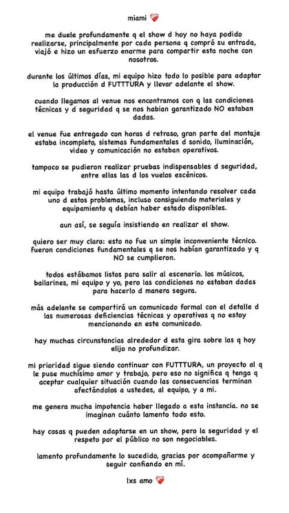 El comunicado de Tini