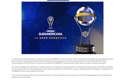 El comunicado de Conmebol