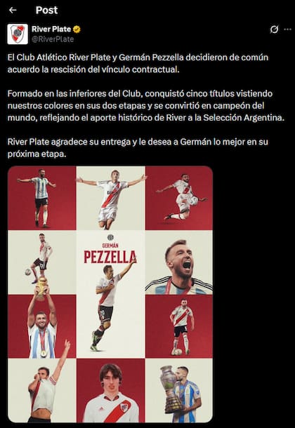 El comunicado de River
