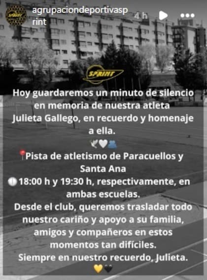 El comunicado de AD Sprint, el club de Julieta Gallego