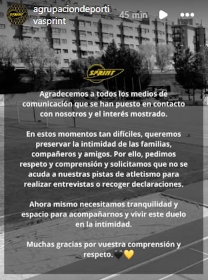 El comunicado de AD Sprint, el club de Julieta Gallego