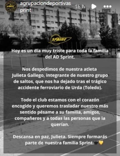El comunicado de AD Sprint, el club de Julieta Gallego
