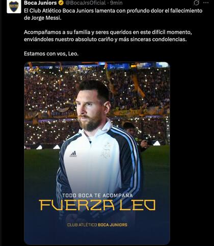 El comunicado de Boca Juniors en redes sociales tras conocerse la noticia