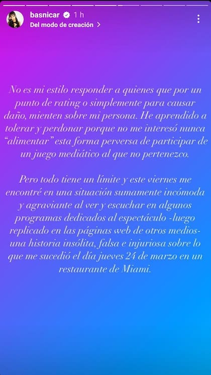 El comunicado de Brenda Asnicar luego de que trascendiera su supuesto altercado en un bar de Miami (1/3)