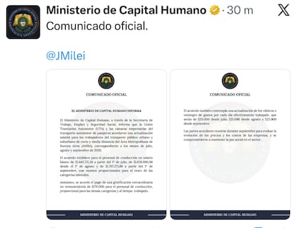 El comunicado de Capital Humano
