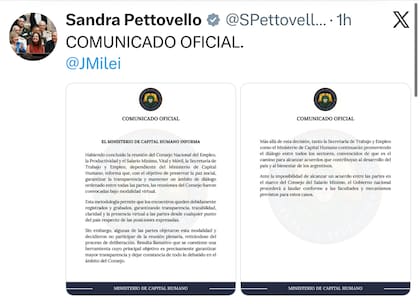El comunicado de Capital Humano