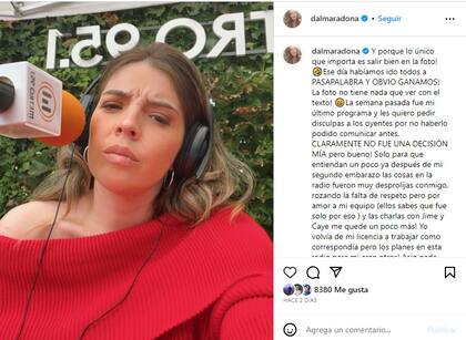 El comunicado de Dalma Maradona tras su salida de La Metro