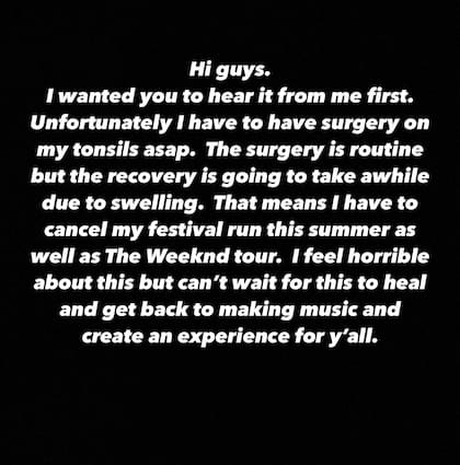 El comunicado de Doja Cat en sus redes sociales (Foto: Twitter @DojaCat)