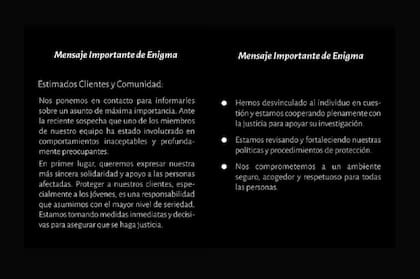 El comunicado de "Enigma" luego de presentarse dos denuncias por abuso sexual de menores ante el Ministerio Público Fiscal de Mendoza