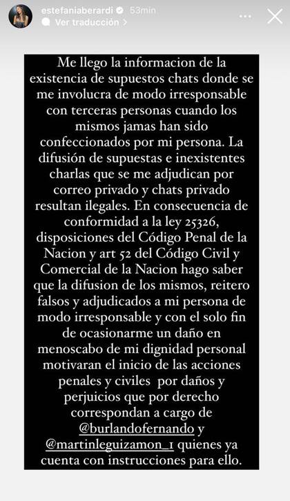 El comunicado de Estefi Berardi luego de que la involucraran con Fede Bal (Foto: Instagram @estefaniaberardi)