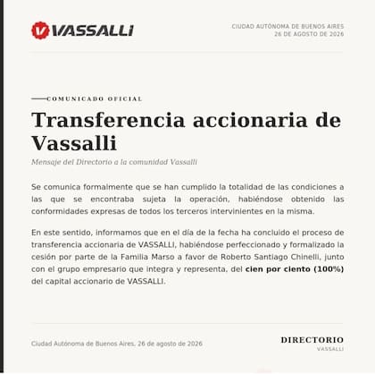 El comunicado de la empresa