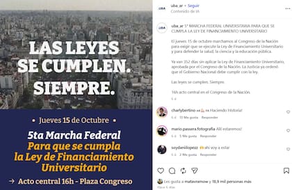 El comunicado de la UBA