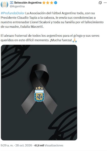 El comunicado de la AFA