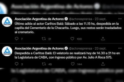 El comunicado de la Asociación Argentina de actores (Twitter @actoresprensa)