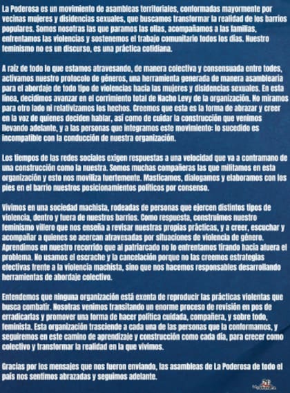El comunicado de La Garganta Poderosa sobre Nacho Levy