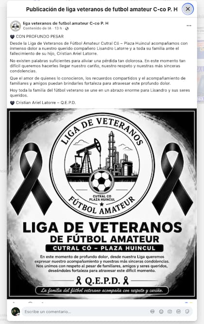El comunicado de la Liga de Veteranos