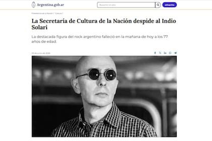 El comunicado de la Secretaría de Cultura para despedir al Indio Solari