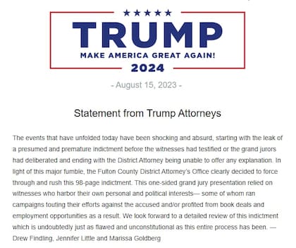 El comunicado de los abogados de Donald Trump