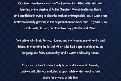 Los New York Yankees emitieron un comunicado tras la muerte de Miller