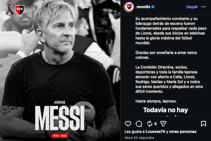 El comunicado de Newell´s por la muerte de Jorge Messi