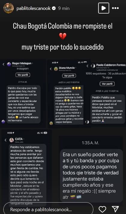 El comunicado de Pablo Lescano tras los incidentes.