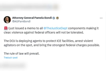 El comunicado de Pam Bondi sobre las medidas del gobierno de EE.UU. para proteger al ICE